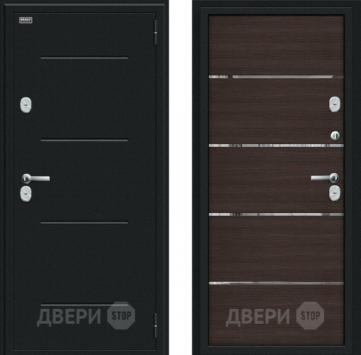 Входная металлическая Дверь Bravo Thermo Лайн Букле черное/Wenge Veralinga в Королёве