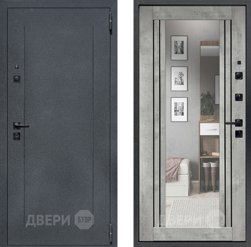 Дверь Престиж Лофт с зеркалом Бетон светлый в Королёве