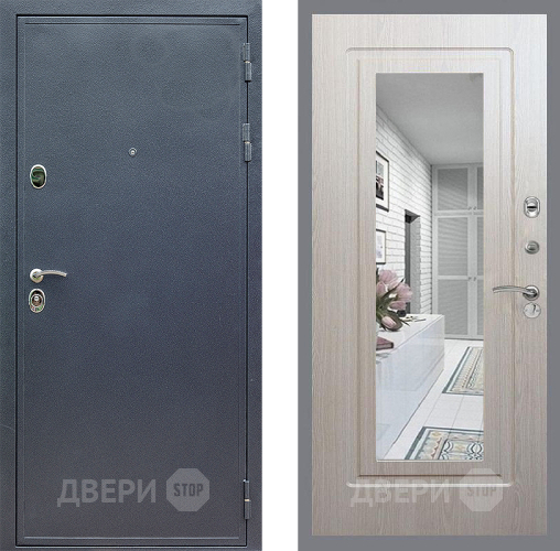Входная металлическая Дверь Стоп СИЛЬВЕР Зеркало ФЛ-120 Беленый дуб в Королёве