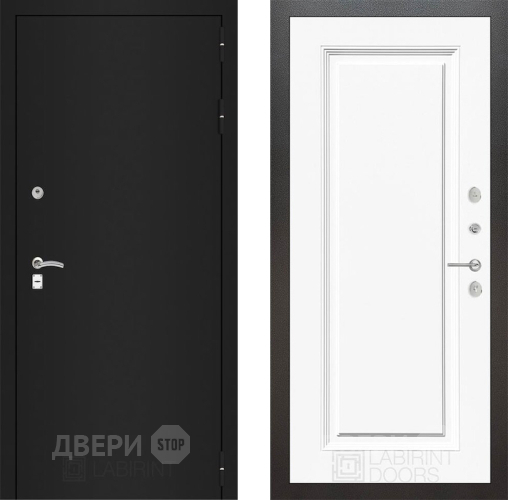 Дверь Лабиринт (LABIRINT) Classic шагрень черная 27 Белый (RAL-9003) в Королёве