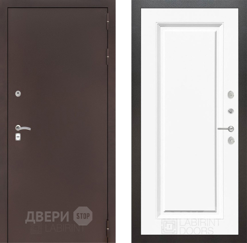 Дверь Лабиринт (LABIRINT) Classic антик медь 27 Белый (RAL-9003) в Королёве