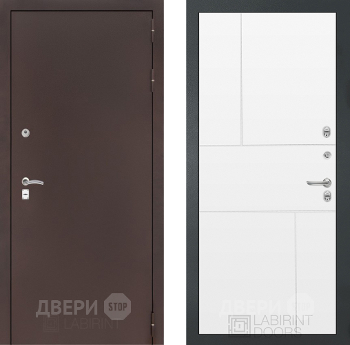 Дверь Лабиринт (LABIRINT) Classic антик медь 21 Белый софт в Королёве