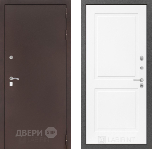 Дверь Лабиринт (LABIRINT) Classic антик медь 11 Белый софт в Королёве