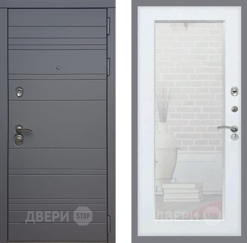 Входная металлическая Дверь Рекс (REX) 14 силк титан Зеркало Пастораль Силк Сноу в Королёве