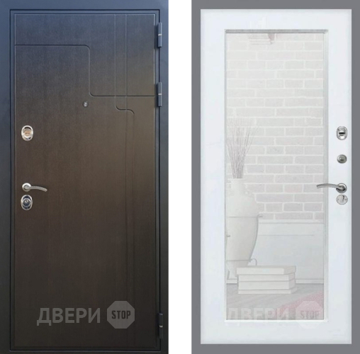 Входная металлическая Дверь Рекс (REX) Премиум-246 Зеркало Пастораль Белый ясень в Королёве